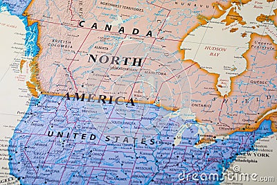 Map of North America Stock Photo