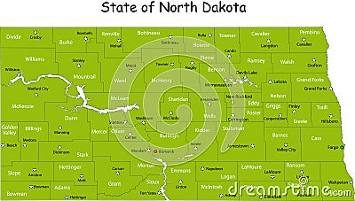 Map of North Dakota Cartoon Illustration