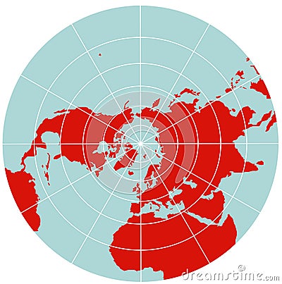 Map of Northern Hemisphere - Polar Stereographic Vector Illustration