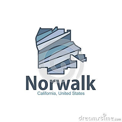 Map Of Norwalk California City Modern Geometric Logo Vector Illustration