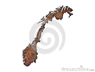 Map of Norway on rusty metal Stock Photo