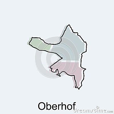 map of Oberhof vector design template, national borders and important cities illustration Vector Illustration