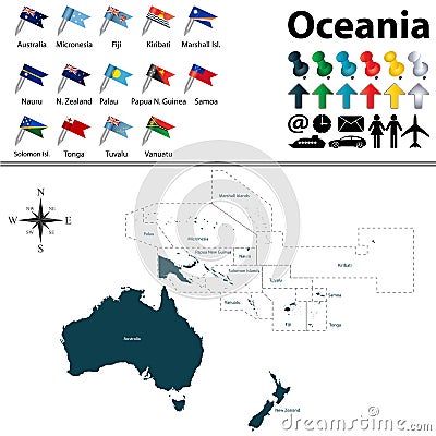 Map of Oceania Vector Illustration