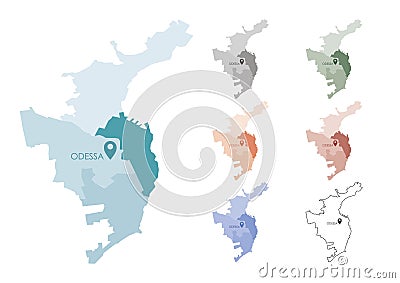 Map of Odessa, Ukraine Vector Illustration