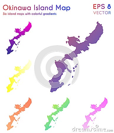 Map of Okinawa Island with beautiful gradients. Vector Illustration