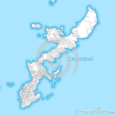 Map of Okinawa Island, Japan Vector Illustration