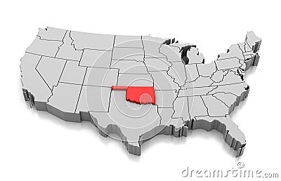 Map of Oklahoma state, USA Stock Photo