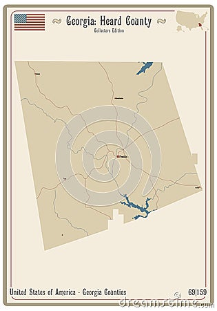 Map of Heard County in Georgia Vector Illustration