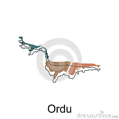 Map of Ordu Province of Turkey, World Map International vector template with outline graphic sketch style isolated on white Vector Illustration