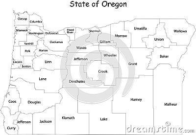 Map of Oregon state Cartoon Illustration