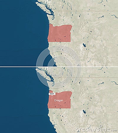 The map of Oregon with text, textless Stock Photo
