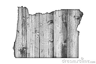 Map of Oregon on weathered wood Stock Photo