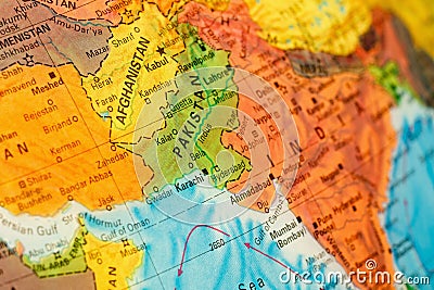 Map of Pakistan and Afghanistan close-up Stock Photo