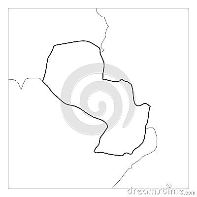 Map of Paraguay black thick outline highlighted with neighbor countries Vector Illustration