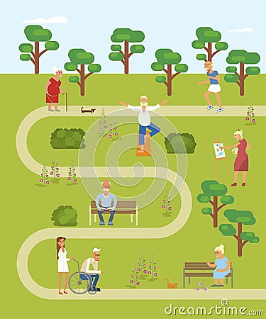 Map of the park Vector Illustration