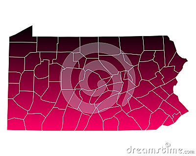 Map of Pennsylvania Vector Illustration