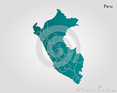 Map of Peru Cartoon Illustration