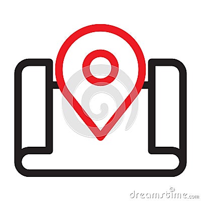 Map with pin, geo locate, pointer icon. maps and navigation vector illustration Vector Illustration