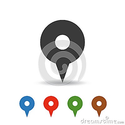 Map pin and geolocation mapping icon. color set. Stock Photo