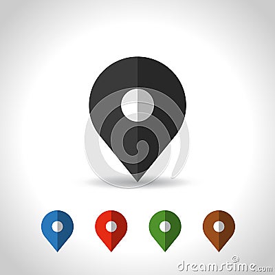 Map pin and geolocation mapping icon. color set. Stock Photo