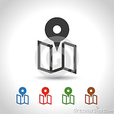 Map pin and geolocation mapping icon. color set. Stock Photo