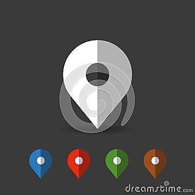 Map pin and geolocation mapping icon. color set. Vector Illustration
