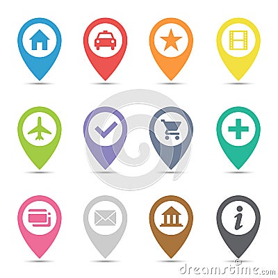 Map pin icon set Vector Illustration