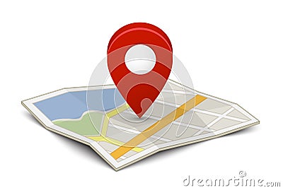 Map with a pin Vector Illustration