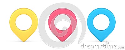 Map pin pointer destination direction global navigation marker world location 3d icon set vector Vector Illustration