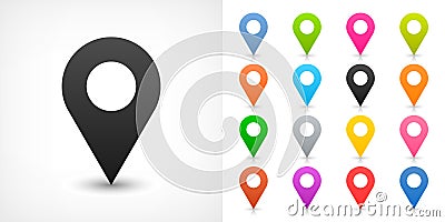 Color map pin sign location icon in flat style Vector Illustration