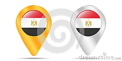 Map of pins with flag of Egypt. On a white background Cartoon Illustration