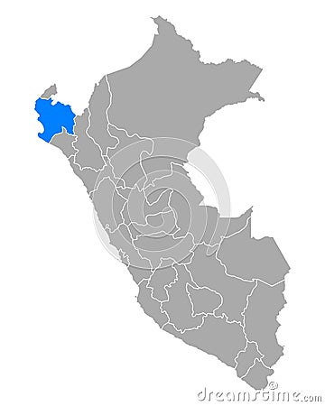 Map of Piura in Peru Vector Illustration