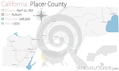 Map of Placer County in California Vector Illustration