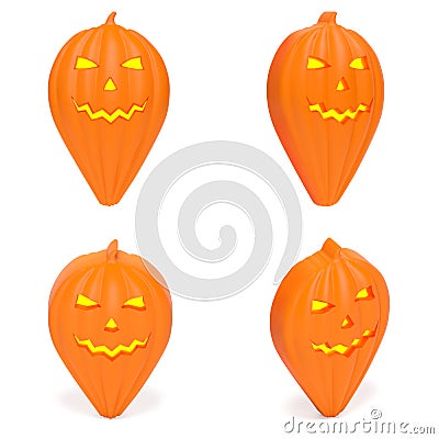 Map pointer as orange Halloween pumpkin set of creative markers Stock Photo