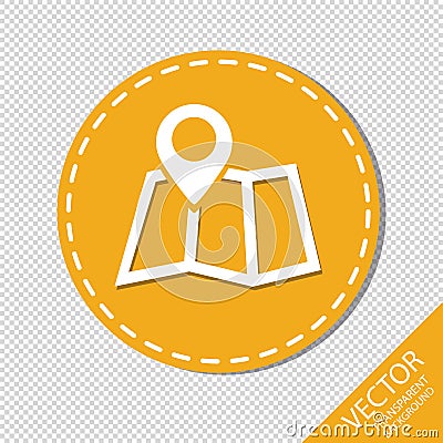 Map And Pointer Button - Vector Illustration - Isolated On Transparent Background Stock Photo