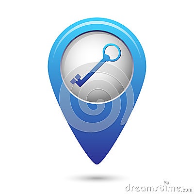 Map pointer with closed lock icon Vector Illustration