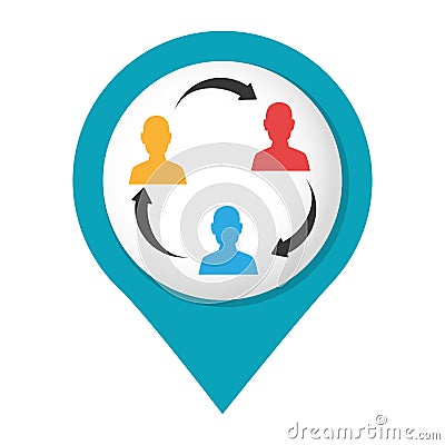 Map pointer with color teamwork for bussines in meeting Vector Illustration