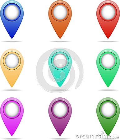 Map pointer 3d pin. Map pointer vector illustration. Location symbols. Web location point, pointer 3d arrow mark. Vector Cartoon Illustration
