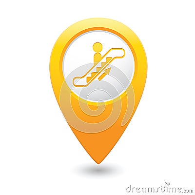 Map pointer with escalator icon Vector Illustration