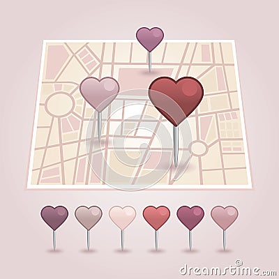 Map pointer with heart icon Vector Illustration