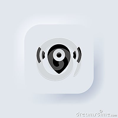 Map pointer icon. Location icon. Map pointer notification. Simple looking for signal. Neumorphic UI UX white user interface web Vector Illustration