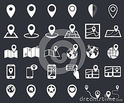 Map pointer icon set, gps location navigation marker Vector Illustration