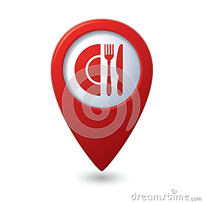 Map pointer with restaurant icon Vector Illustration