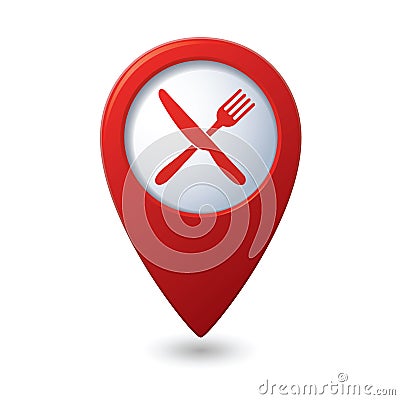 Map pointer with restaurant icon Vector Illustration