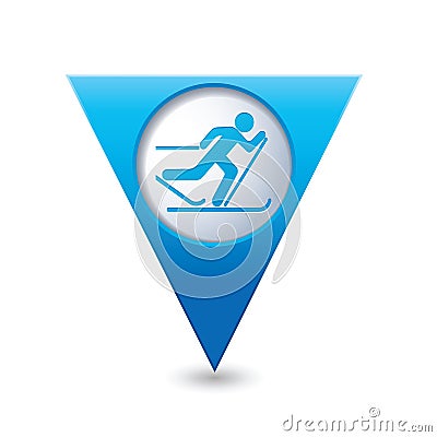 Map pointer with ski track icon Vector Illustration