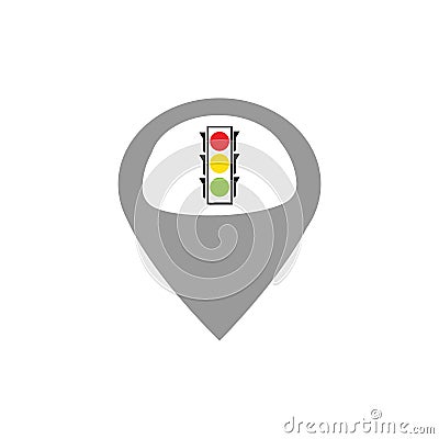 map pointer Traffic light signal - vector icon Vector Illustration