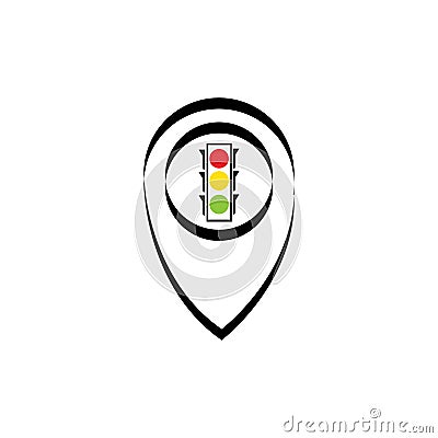 map pointer Traffic light signal - vector icon Vector Illustration