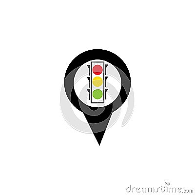 map pointer Traffic light signal - vector icon Vector Illustration