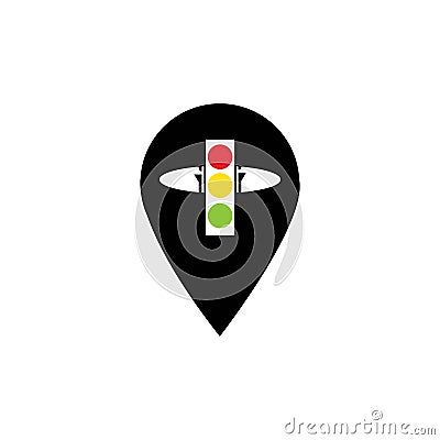 map pointer Traffic light signal - vector icon Vector Illustration