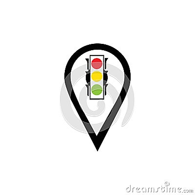 map pointer Traffic light signal - vector icon Vector Illustration